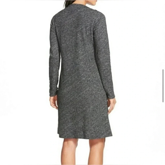 Eileen Fisher Cotton-Wool Bateau Neck Knit Shift Dress Charcoal NWT - Picture 2 of 7